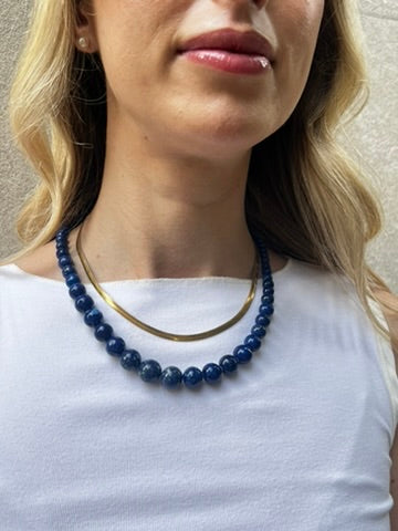 NAVY BEAD NECKLACE - Aurelia