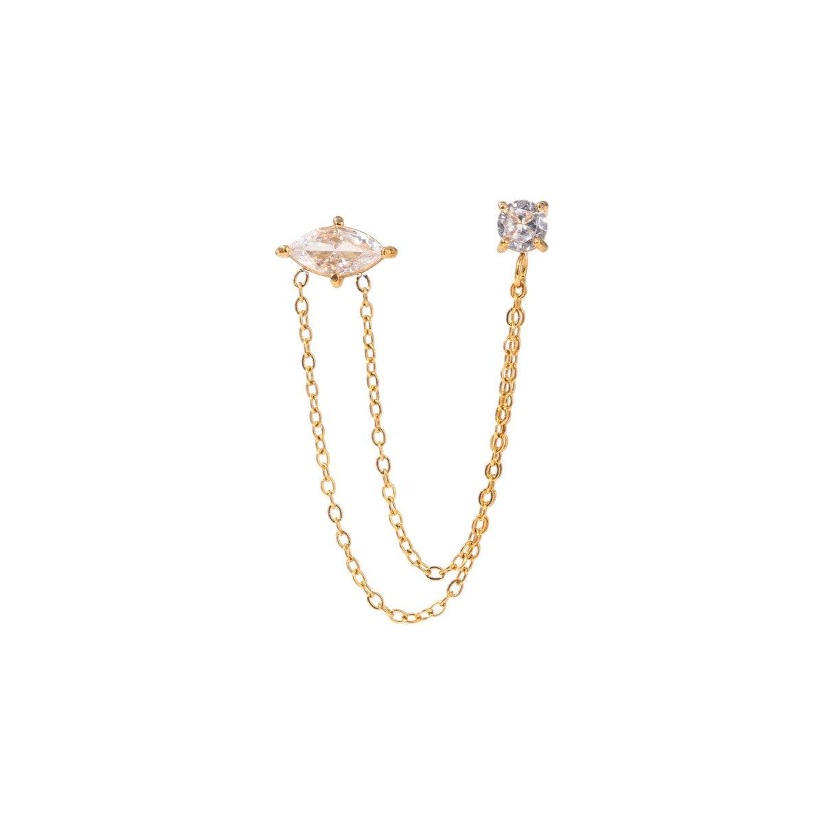 CZ STONE DOUBLE CHAIN STUD - Aurelia