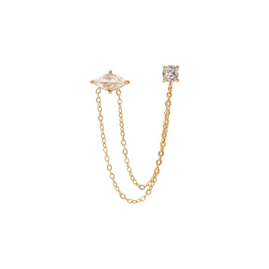 CZ STONE DOUBLE CHAIN STUD - Aurelia