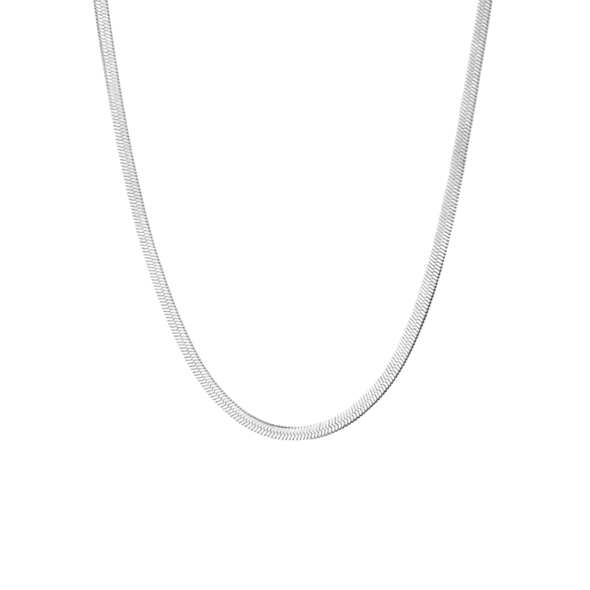 HERRINGBONE NECKLACE SILVER - Aurelia