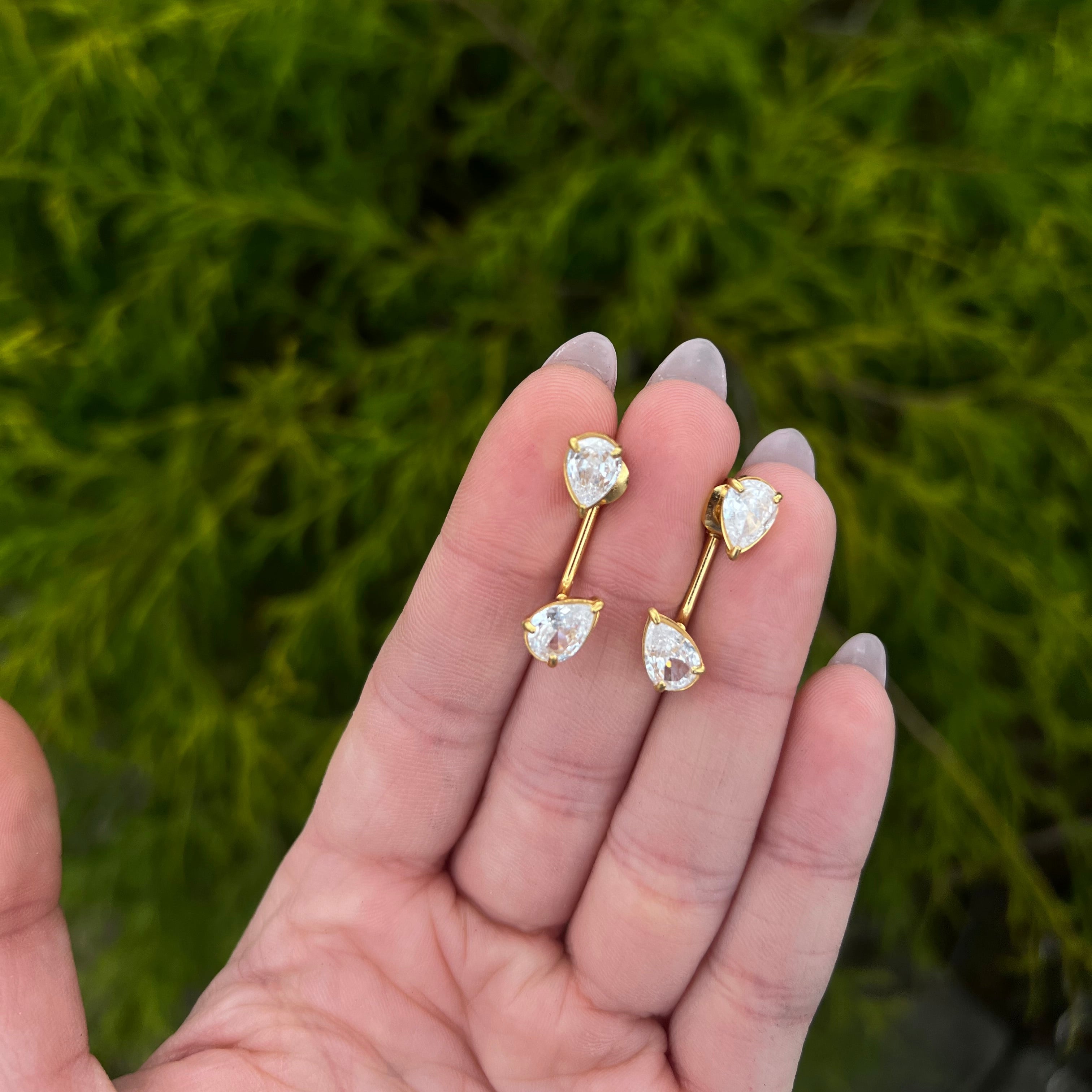 DOUBLE CZ TEARDROP STUD - Aurelia