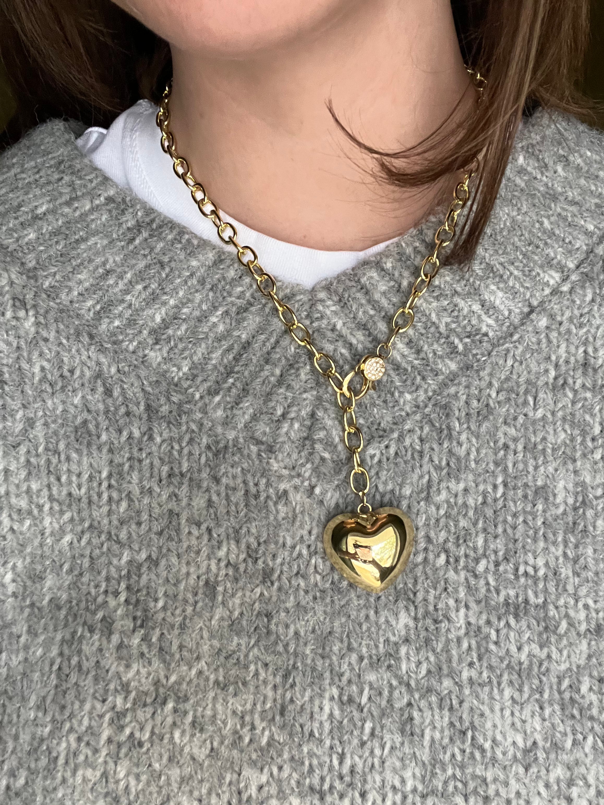 PUFFY HEART NECKLACE GOLD - Aurelia