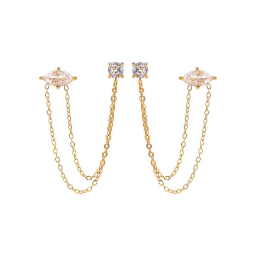 CZ STONE DOUBLE CHAIN STUD - Aurelia