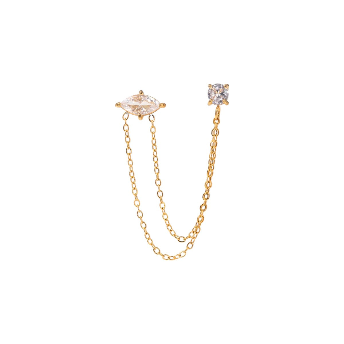 CZ Stone Double Chain Stud