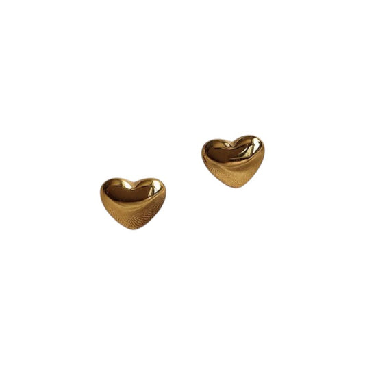 PUFFY HEART STUD GOLD