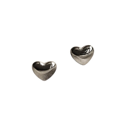 PUFFY HEART STUD SILVER