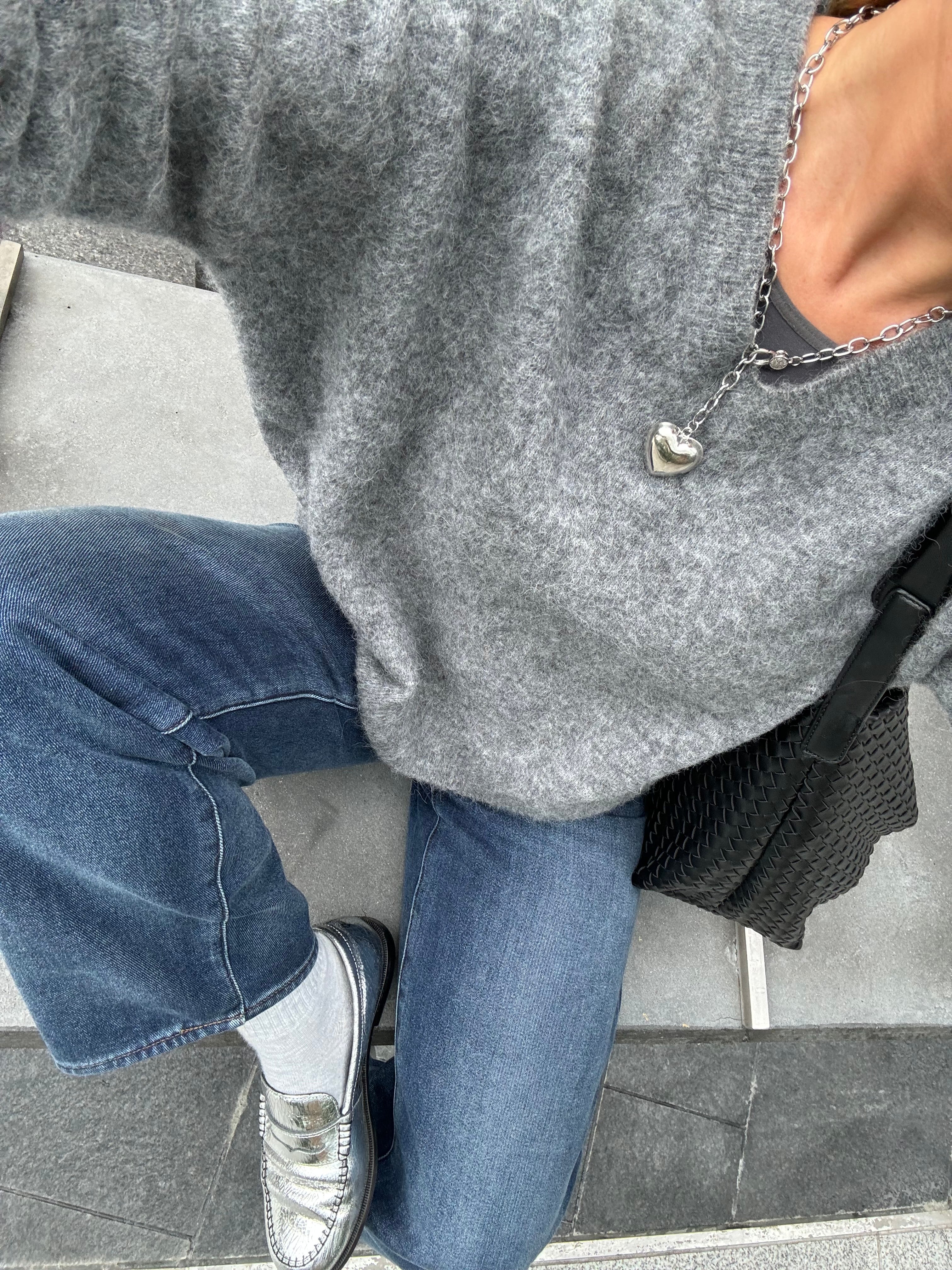 PUFFY HEART NECKLACE SILVER - Aurelia