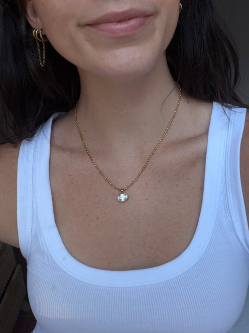 Bezel Oval Beaded Necklace