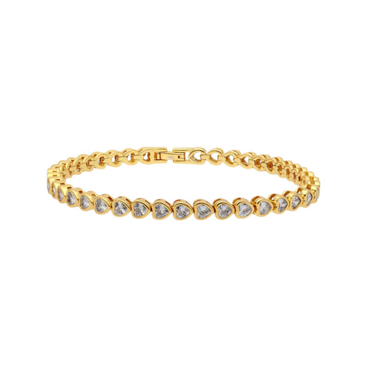 BEZEL HEART TENNIS BRACELET GOLD