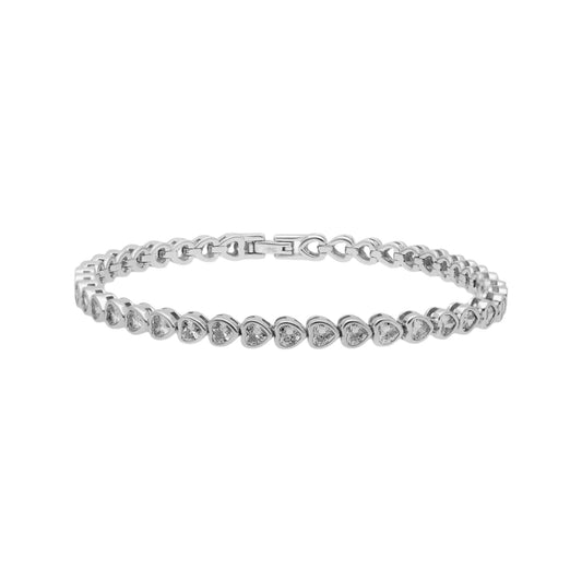 BEZEL HEART TENNIS BRACELET SILVER