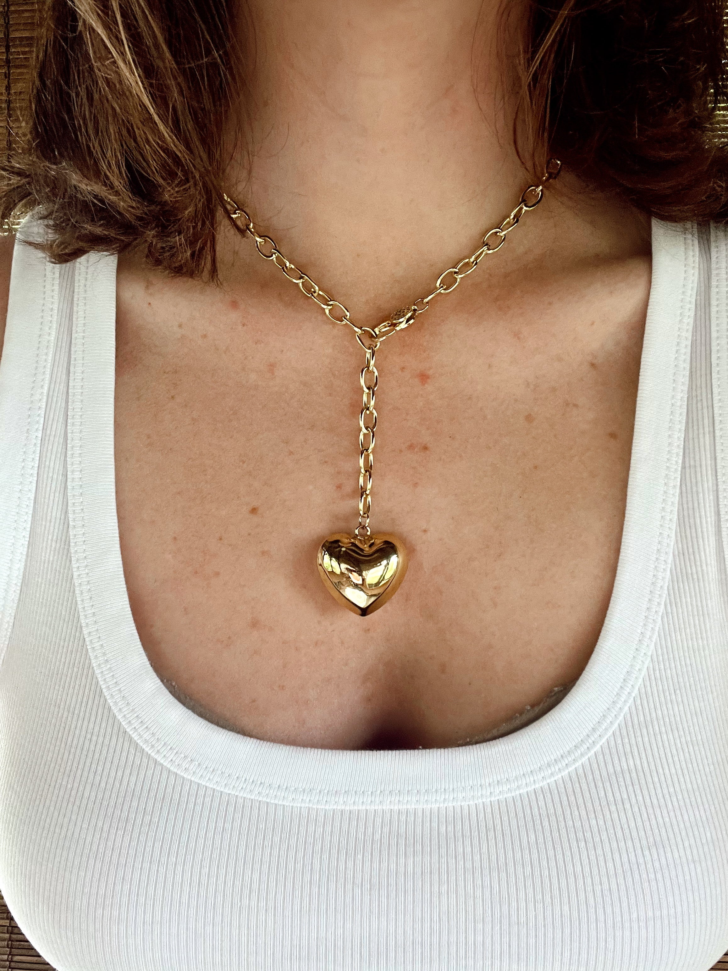 PUFFY HEART NECKLACE GOLD - Aurelia