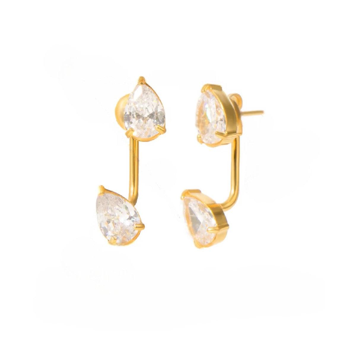 DOUBLE CZ TEARDROP STUD - Aurelia