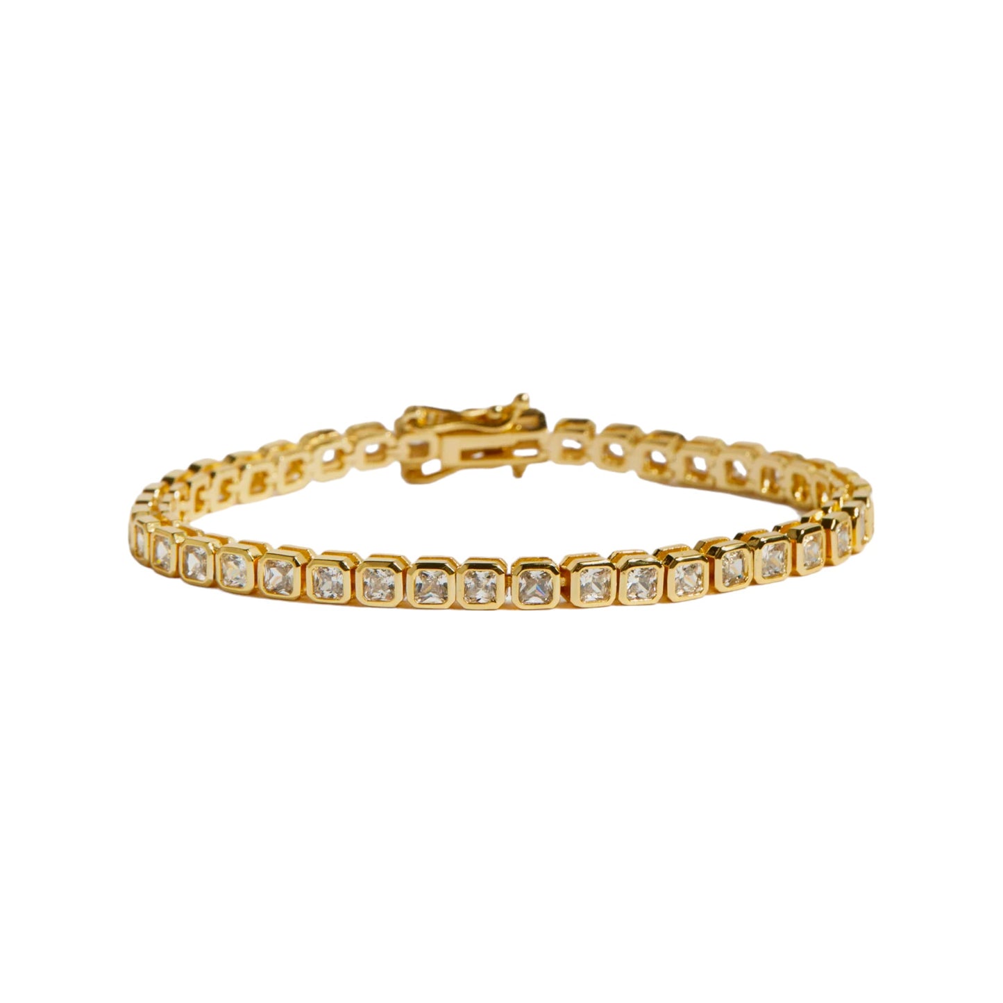 BEZEL EMERALD TENNIS BRACELET GOLD