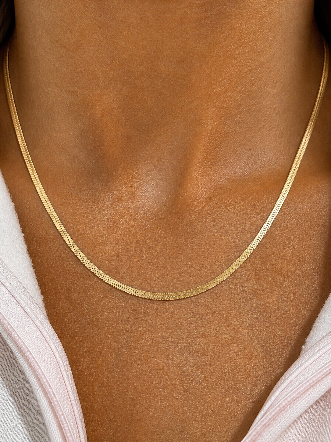 gold herringbone chain necklace 