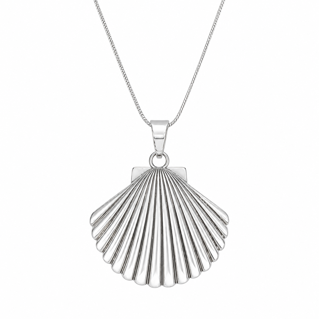 silver shell pendant necklace 