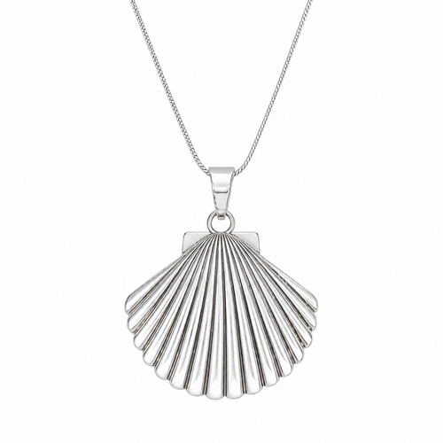 silver shell pendant necklace 